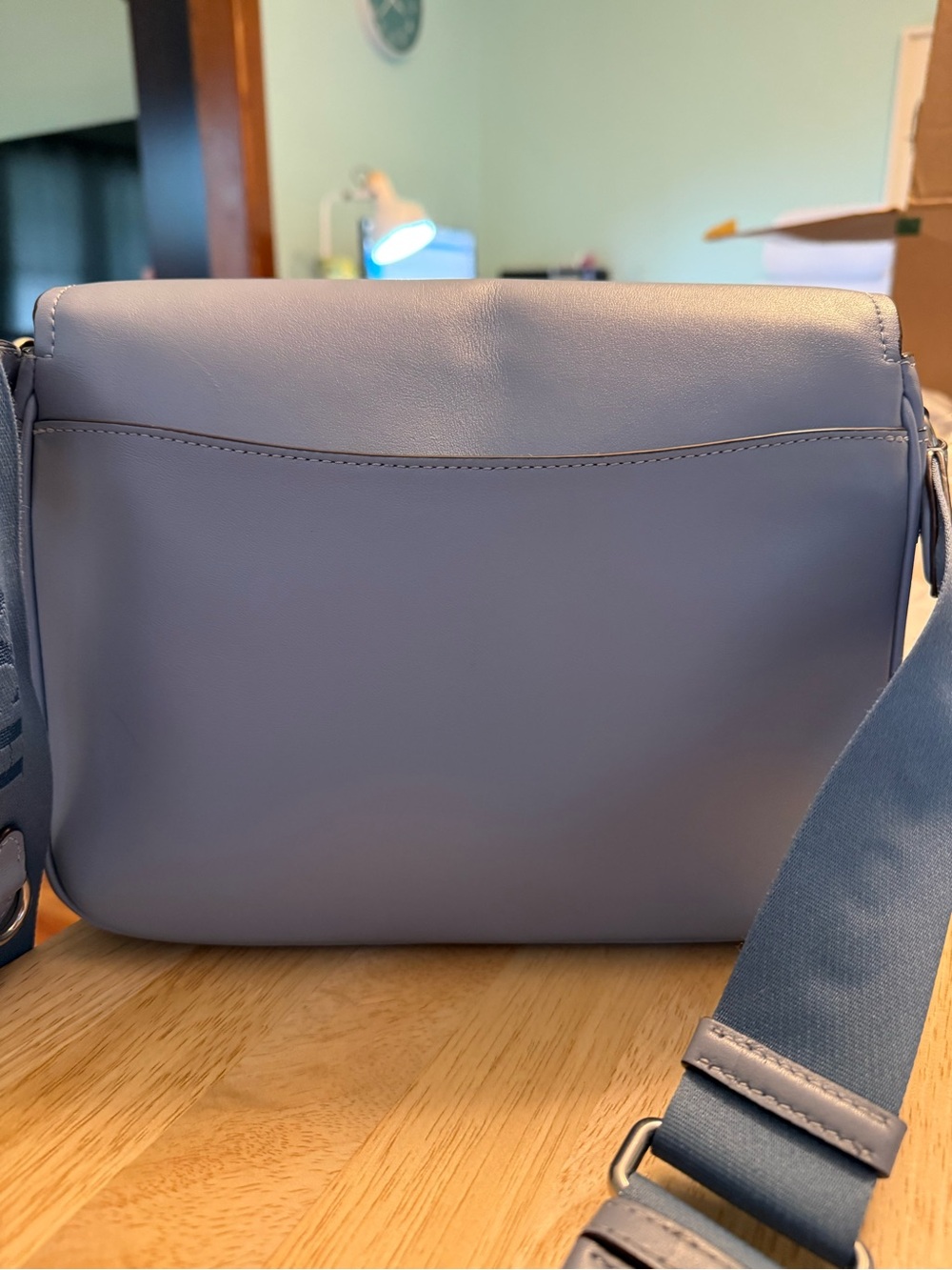 COACH Leather Flap Crossbody Bag in Lavender Blue with Matching Wallet - Picture 5 of 9